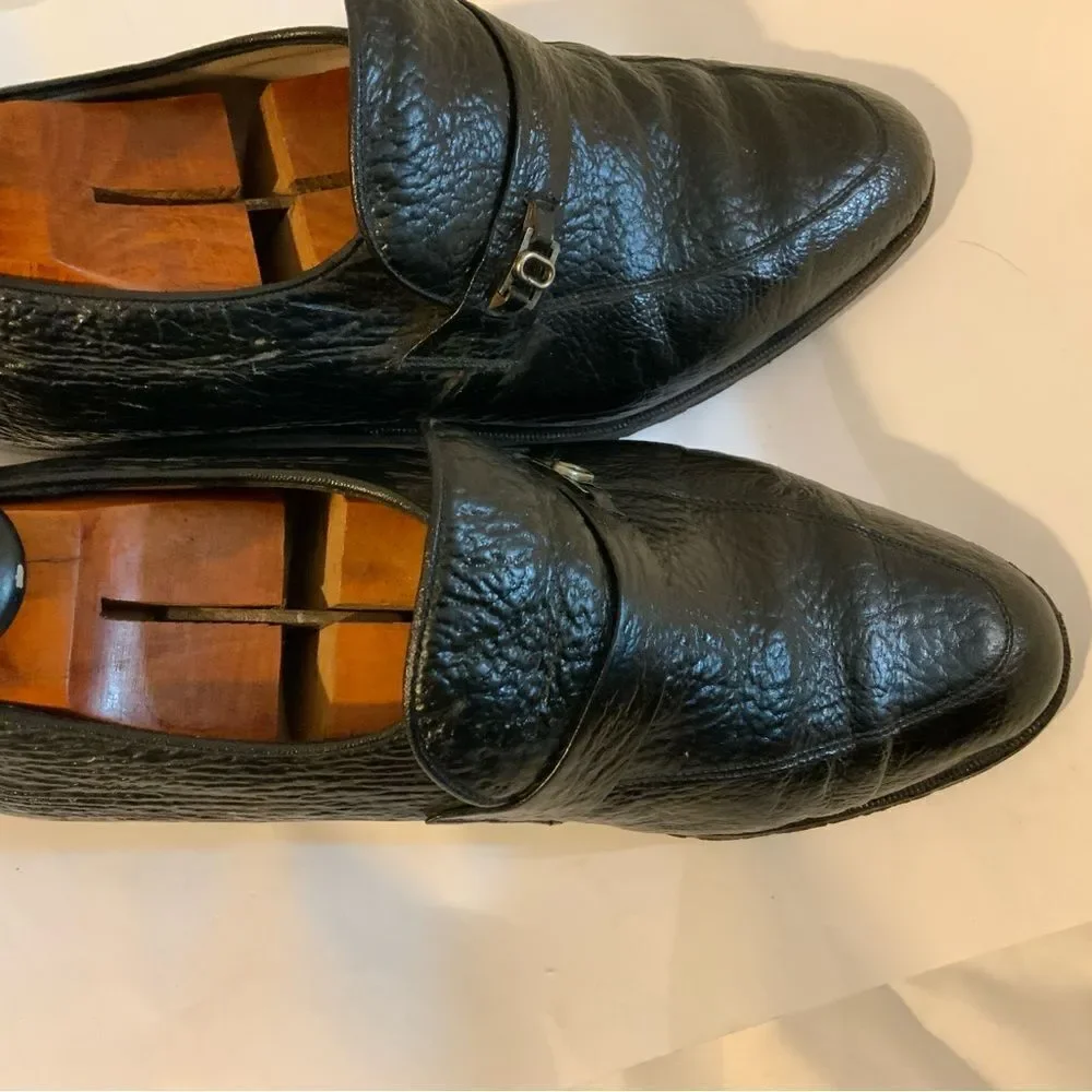 Rare Vintage D’Marco Mens Black Embossed Slip On Loafers Shoes US Sz 9.5M